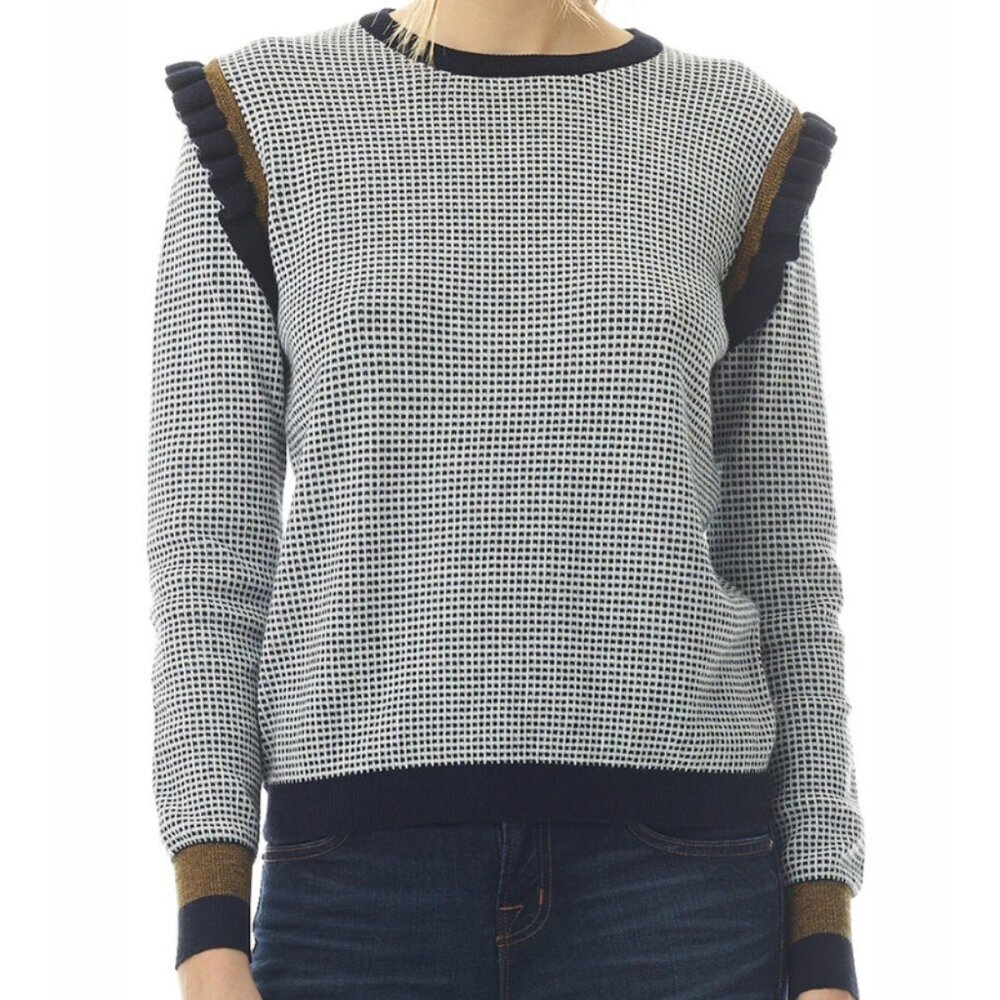 MAAC London IONIC Sweater Ruffle Shoulder Wool Blend Statement - Small